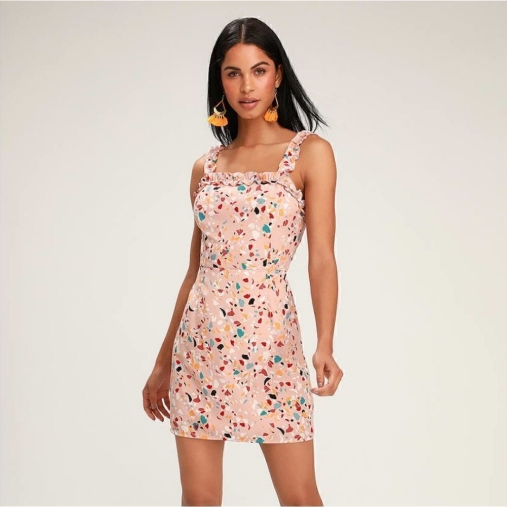 Lost‎ and Wander Santa Rosa Blush Print Ruffled Mini Dress
